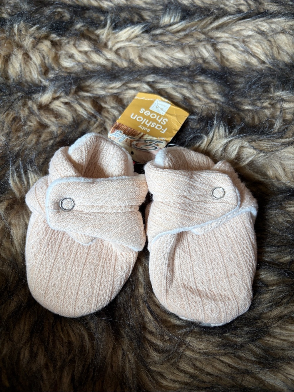 Baby Fashion Shoes Peach Terry Cloth Baby Booties Size 0-6 months